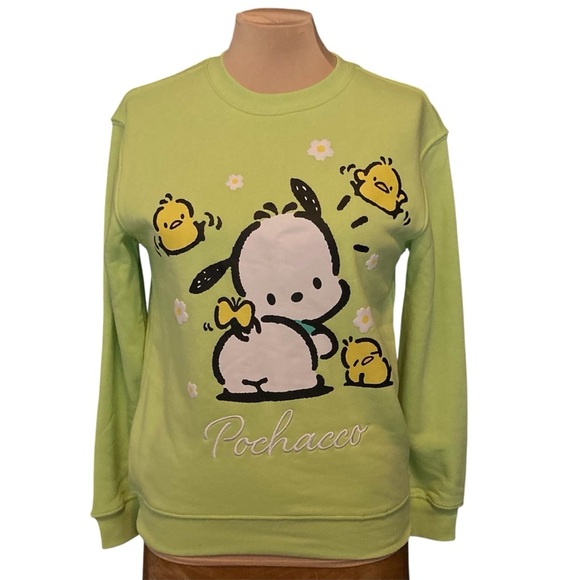 Sanrio Tops - Sanrio Pochacco Dog Sweatshirt in Lime Green | Embroidered | NWT